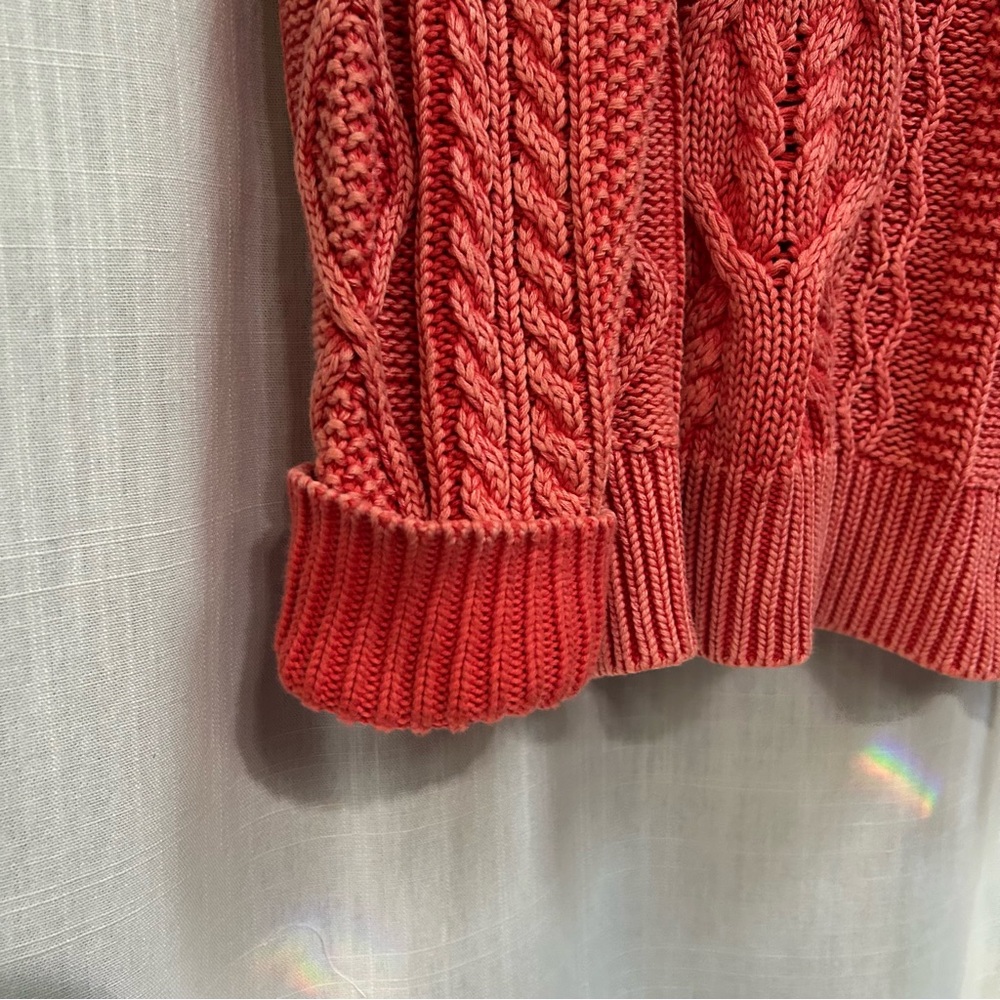 Anthropologie PILCRO JONI CABLE-KNIT SWEATER Coral size small - Picture 11 of 15